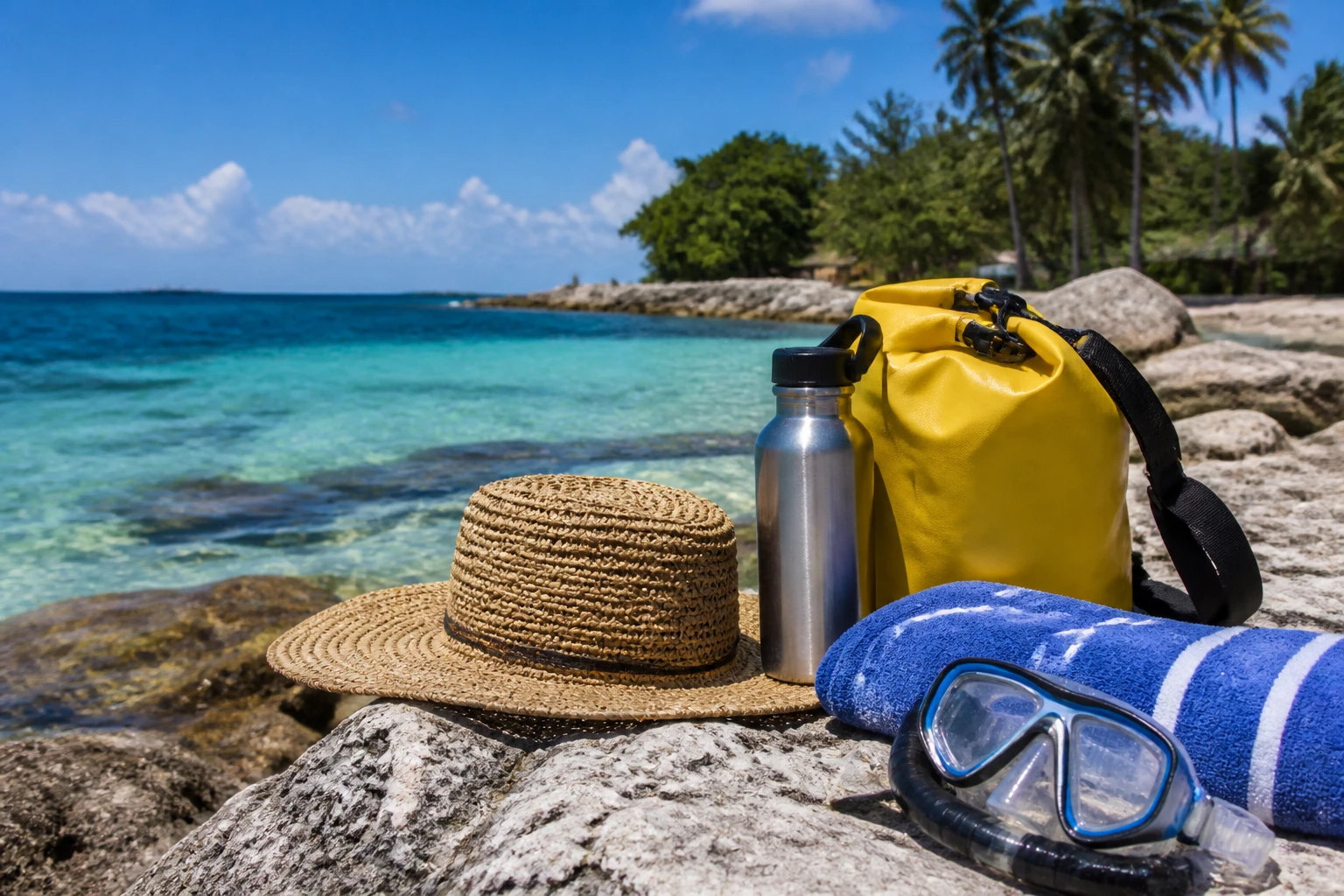 Practical supplies for a Cozumel day trip