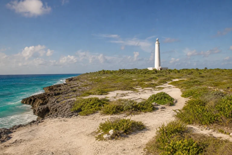 Celarain Lighthouse above the coastal habitats of Punta Sur in Cozumel.