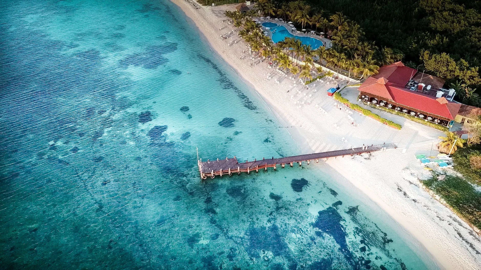 Turquoise Caribbean water along the Cozumel coastline