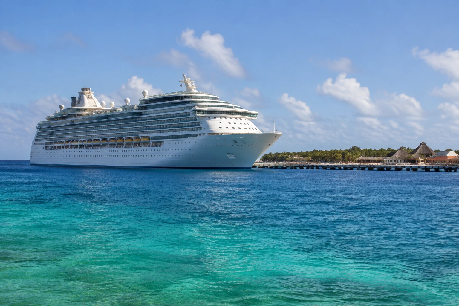 Cruise ship near the Cozumel waterfront